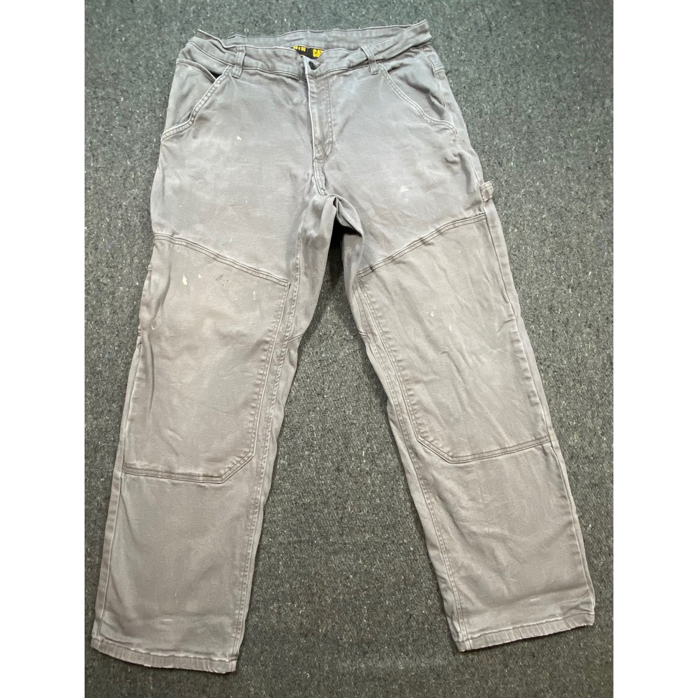 CAT Workwear Men 38x30 Grey Utility Carpenter Double Knee Pants Distressed‎